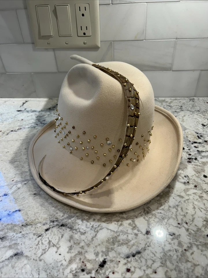 Sombrero Vintage Mr John Clásico 100% Lana Crema Con Pluma Hecho en EE. UU. "Excello" Foto 1 de 4