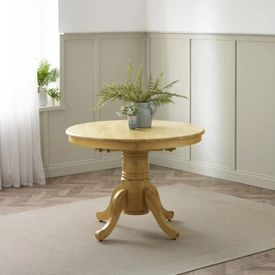 FURNITUREBOX UK Padstow Extending 100cm Round Rustic Dining Table Traditional Farmhouse