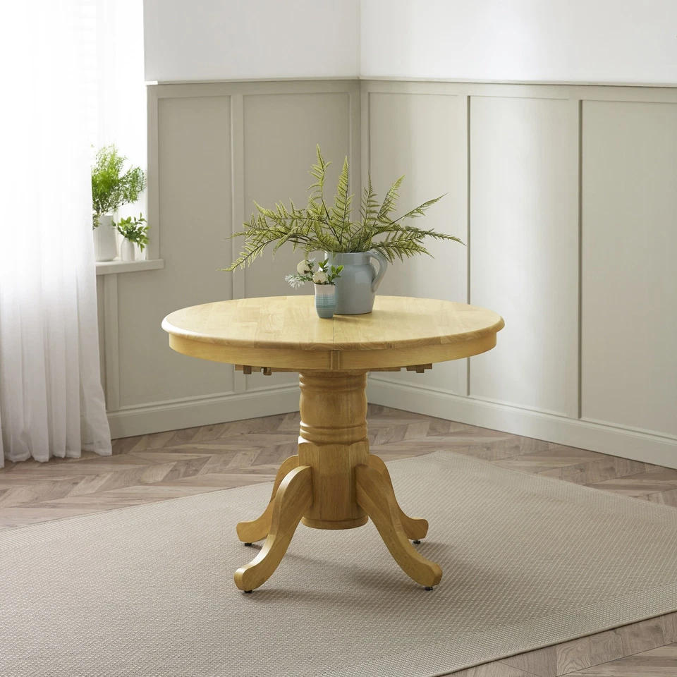 Padstow Extending 100cm Round Rustic Dining Table Traditional Farmhouse - Image 1 of 3