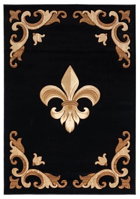 5x7 United Weavers Black Floral Scrolls Area Rug 2050 11770 - Aprx 5' 3" x 7' 6" - Image 1 of 2