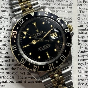 1980 Rolex GMT MASTER 16753 Black Nipple Two Tone Jubilee Automatic 40mm - Picture 1 of 16