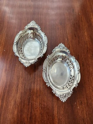 Set Of 2 Sterling Silver Gorham Pierced Edge Trinket Ring Dish Nut Bowl A 4780 - Image 1 of 4