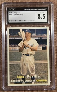 Tarjeta de béisbol original 1957 Topps #45 Carl Furillo Brooklyn Dodgers CGC 8,5 - Imagen 1 de 3