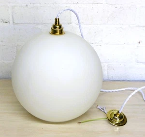 Ceiling Light Vintage Large French Frosted Glass White Globe Pendant - Picture 1 of 12