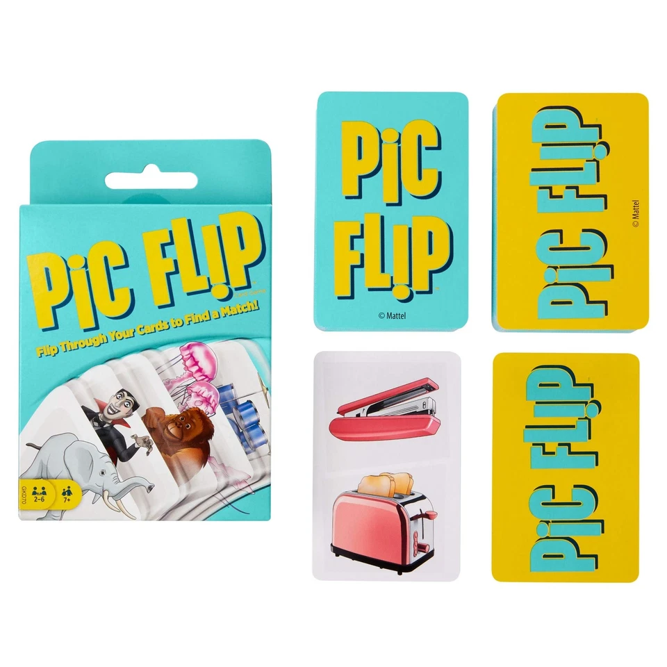 Mattel Games Pic Flip Card Game for 7 Year Olds and up GKD70