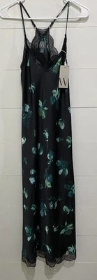 Worthington, Bias, Satin Dress, Women’s XS, NWT, Black Teal Floral - Image 1 of 4
