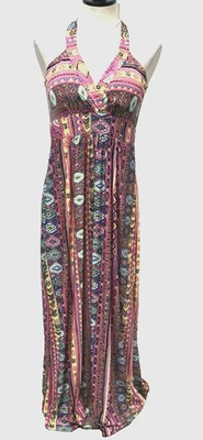 Shoreline женщин с бретелью через шею макси платье розовый и желтый L/XL богемное - Изображение 1 из 4