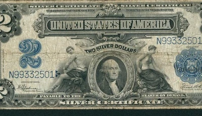 Certificado de Plata $2 1899 ** SUBASTAS DIARIAS DE DIVISAS ** ENVÍO COMBINADO Foto 1 de 3