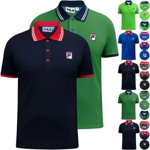 FILA Mens Classic Polo Shirt Short Sleeve Contrast Collared Stripe Top S-3XL - Picture 1 of 6