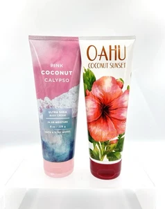 QTY 2 - Bath & Body Works Oahu Coconut Sunset & Pink Coconut Calypso Körpercreme - Bild 1 von 2