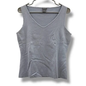 Camiseta sin mangas Ann Taylor azul tejido cuello en V para mujer talla grande ligera - Imagen 1 de 6