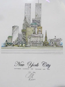 John Pils New York City World Trade Center 9/11/2001 Signed Print Framed - Picture 1 of 4