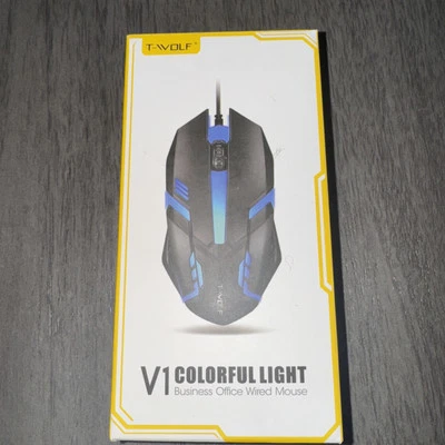 T-WOLF V1 Summoner Business Office Wired Rainbow Glow Mouse - Image 1 of 4
