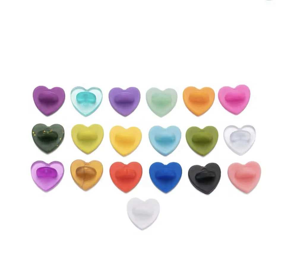 Rubber Pin Backs Heart Shape 25pc Rubber Backers Multicolored Mix FREE SHIPPING - Image 1 of 4