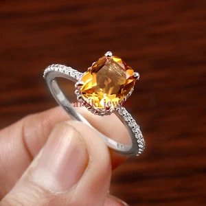 Natural Citrine Gemstone with 925 Sterling Silver Ring for Women's #5947 - Picture 1 of 4