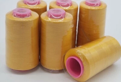 6 Big Spools Mustard Sewing Threads 6000 YARDS Cone Multi Purpose T27 S2 Quality - Image 1 of 4