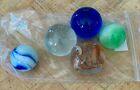 LOT OF 5 VINTAGE MULTI-COLORED MARBLES - SOME SHOOTERS
