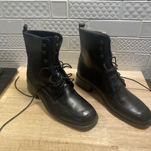 Black Lace-Up Ankle Boot Women's Size 8.5- Leather Upper. Never Worn. - Picture 1 of 6