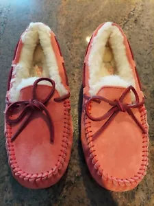 UGG Australia Dakota Pink Coral Suede Women Moccasins Slippers Size US 5, EU 36 - Picture 1 of 7