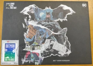 Malaysia 2019 Comic Superhero Batman 80 Years Stamp FDC - Silver Hologram Stamp - Picture 1 of 6