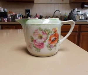 JARRA ANTIGUA MARCADA TRES CORONAS PORCELANA ALEMANIA FLORES DE COLORES 4 1/4" DIA - Imagen 1 de 6