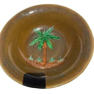 Extra Large Pottery Bowl With Signed Painting Of Palm Tree - Picture 1 of 7