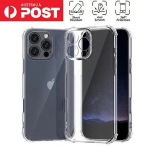 For iPhone 16 Pro Max 16 Pro Plus 16 15 Shockproof Clear Gel Case - Picture 1 of 11