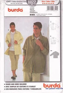 Burda 8822~ Sizes 38" (12) - 50" (24) ~Jacket w/2 Styles of Pockets-Front Zipper - Picture 1 of 5