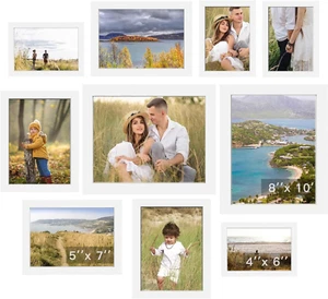 10-Pack Picture Frames - Collage Wall Decor Gallery Wall Frame Set Multi Sizes - Picture 1 of 7