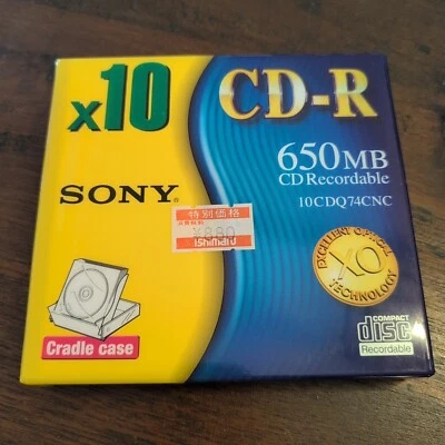 10 Pack Sony CD-R CD Recordable 650MB 74min Compact Disc CDQ-74CN  New - Image 1 of 4
