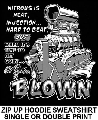 SUDADERA CON CAPUCHA TIME TO GET GOING I'D PREFERER BE BLOWN BLOWER SUPERCHARGER CREMALLERA Foto 1 de 4