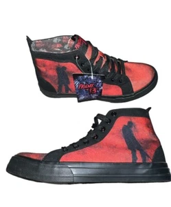 Ground Up Friday the 13th Sneakers Uomo 7 Rosso Nero Hi-Top Jason Voorhees Nuove con etichette - Foto 1 di 10