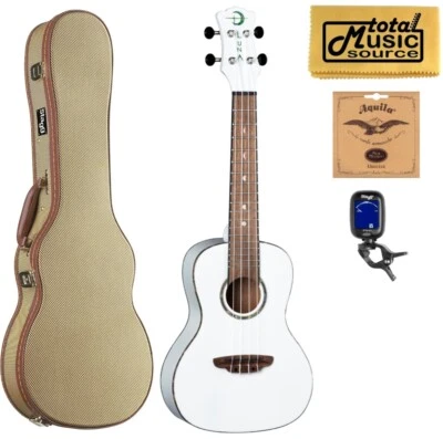 Luna Uke "Hau" Snow White Concert, UKE HAU C, w/ Tweed Hard Case Bundle - Image 1 of 4