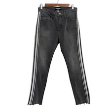 Etienne Marcel Womens Gray Hi Rise Raw Hem Athletic Strip Slim Straight Jeans 27