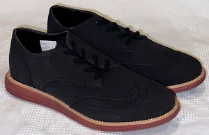 COLE HAAN Grand.OS Oxford Black Suede Brogue Wingtip Dress Shoes NEW Boys Sz 5 - Picture 1 of 9