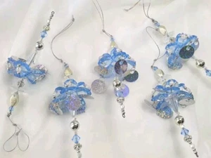 Kitschiges Endstück Ornament Set 5 Jahre rund blau silberfarben Kunststoff Perlen 5 Zoll - Bild 1 von 12