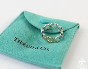 Tiffany & Co. Sterling Silver 18K Rose Gold Sentimental Heart Wide Band Ring - Picture 1 of 7