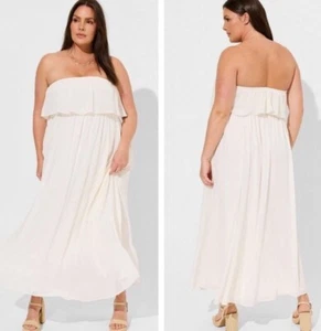 Torrid Pristine Maxi Chiffon Ruffle Strapless Maxi Dress SZ 2X NWT - Picture 1 of 9