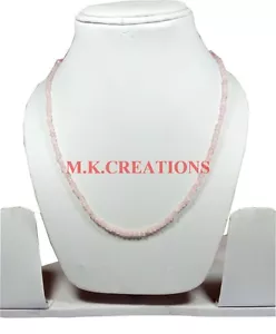 Collar de cuentas facetadas de cuarzo rosa natural raro de 3-4 mm hebra rica joyería - Imagen 1 de 6