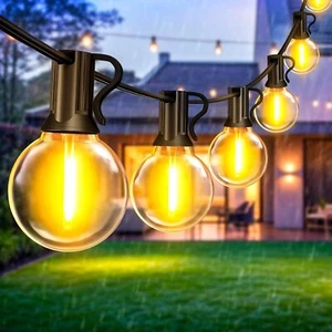 100/200FT Outdoor Lights Mains Powered LED G40 Bulb Garden Festoon String Lights - Picture 1 of 24