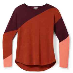 Smartwool Shadow Pine Colorblock Crew Neck Merino Wool Blend Sweater Size XS