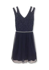 SPEECHLESS Girls' Plus 18.5 Navy Double Strap Shimmer Dress NWT $62 - Picture 1 of 1
