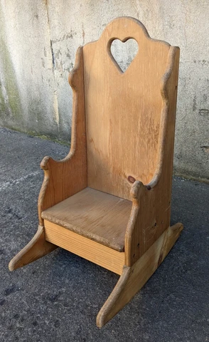 Antique Vintage Old SOLID Wood Wooden Child Children's Kids Rocking Chair Rocker Cover