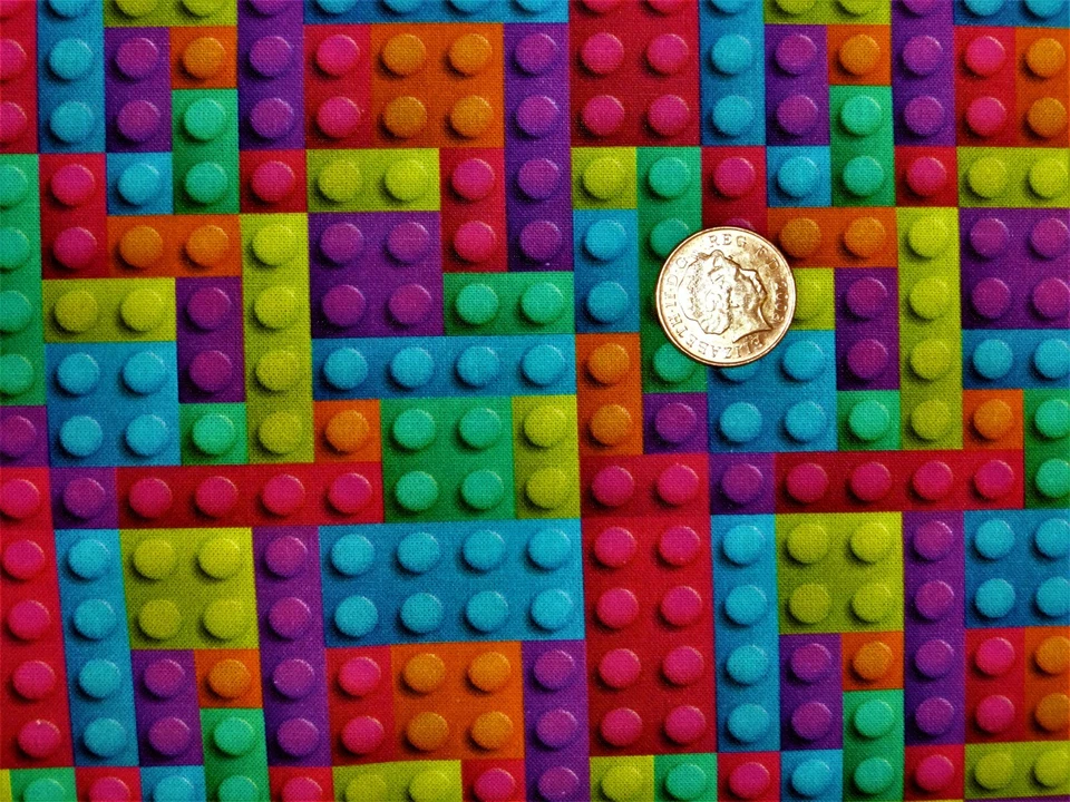 fat quarter in mattoncini lego design in 3 modi di colore brillante