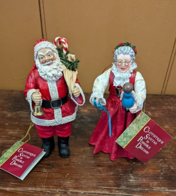 VTG 1993 CLOTHTIQUE Possible Dreams MR & MRS SANTA CLAUSE 7" Christmas Ornaments - Imagem 1 de 4