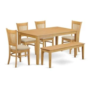 CAVA6-OAK-C 6 Pc Table set - Kitchen Table and 4 Dining Chairs combined with... - Picture 1 of 4