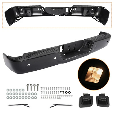 Parachoques trasero negro para Dodge Ram 1500 2009-2019 con orificio de sensor sin escape doble Foto 1 de 4
