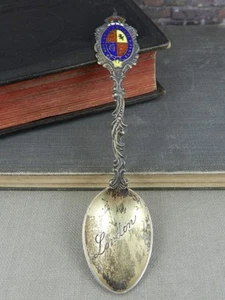 Cuchara de recuerdo de Londres de plata esterlina 925 y esmalte vintage firmada CS*FS - Imagen 1 de 4