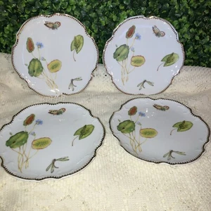 Set Of 4 -I Godinger Co Tivoli Butterfly/Frog Gold Rimmed Dessert Plates - 6.25” - Picture 1 of 9