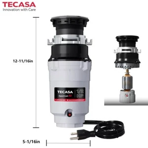 TECASA 1/2 HP Garbage Disposal Anti-Jam For Kitchen Sink Stainless Steel NEW - Picture 1 of 11